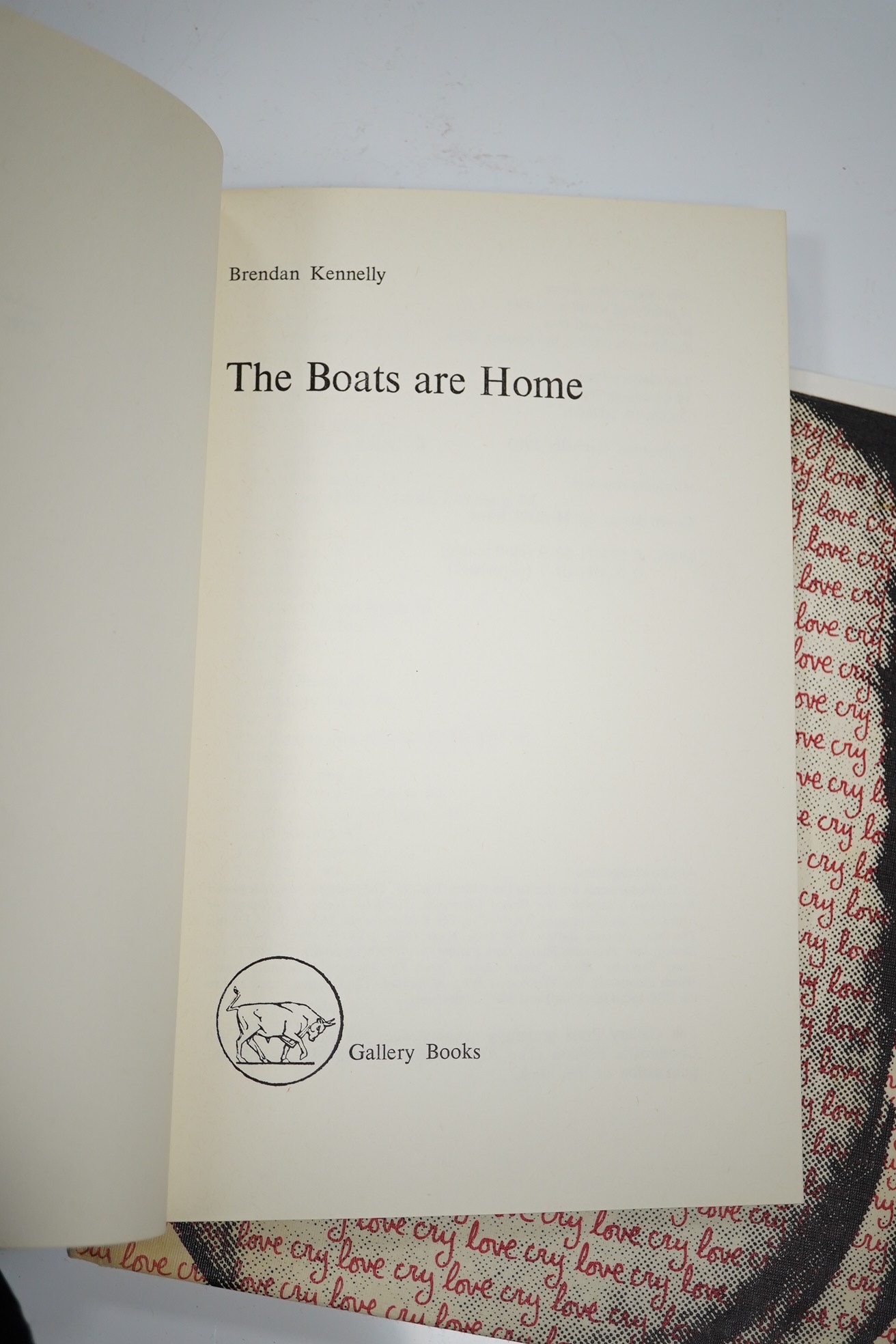 Kennelly, Brendan - The Boats Are Home. 1st edition. printed wrappers. Dublin: The Gallery Press, 1980. * with a contemporary 3 line inscription by the author to the famed Radio 2 d/j. Brian Mathew (host of, amongst othe